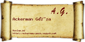 Ackerman Géza névjegykártya